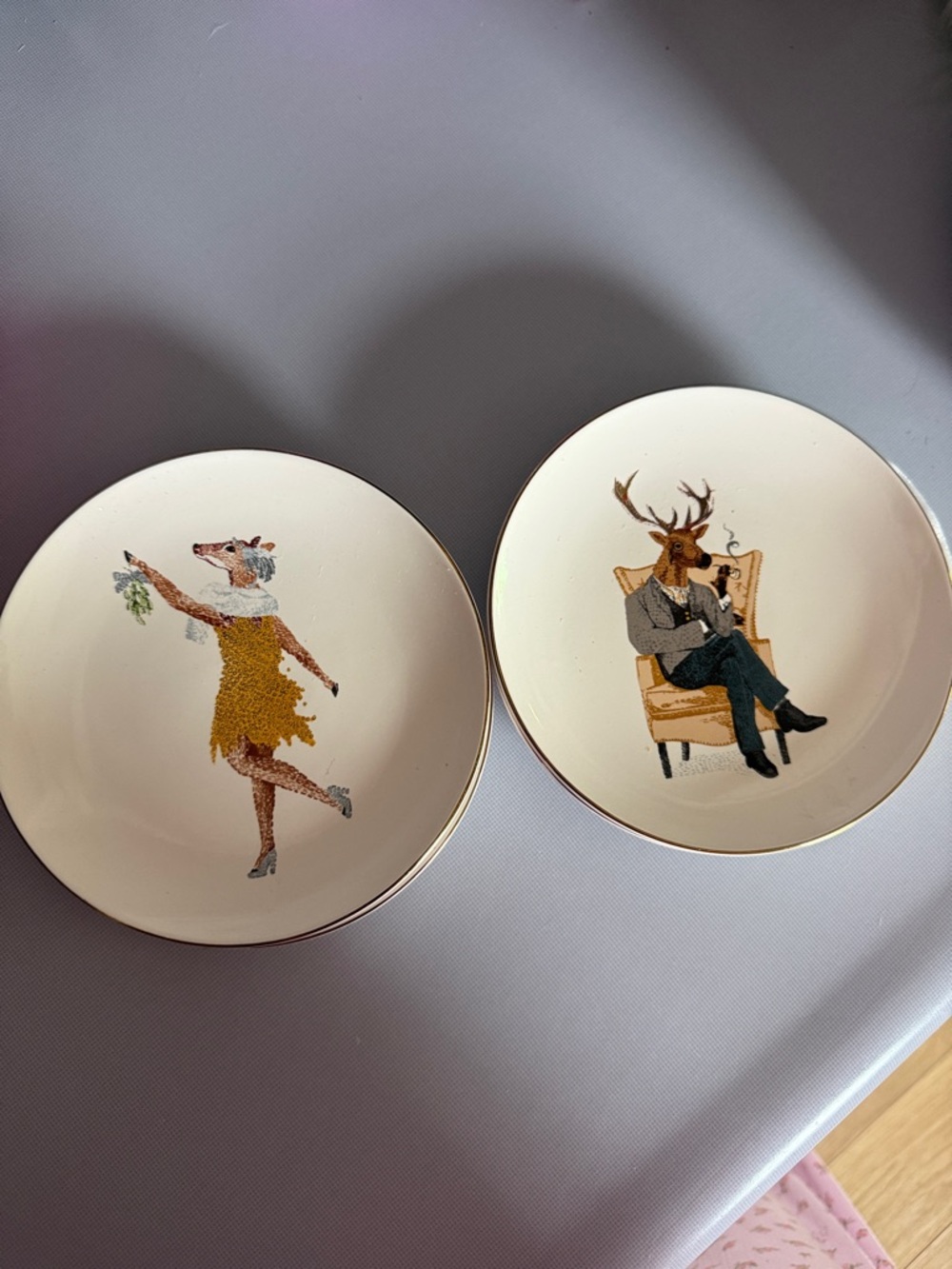 Threshold Holiday Reindeer Lady and Man Plates (set of 4)